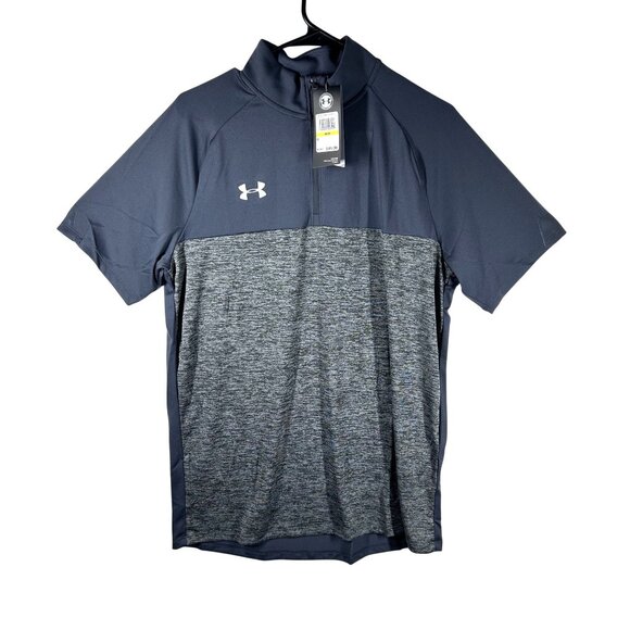Under Armour Polo Shirt‎ Men's UA Size Medium Gray Heather Lightweight Zip NWT - Picture 1 of 8